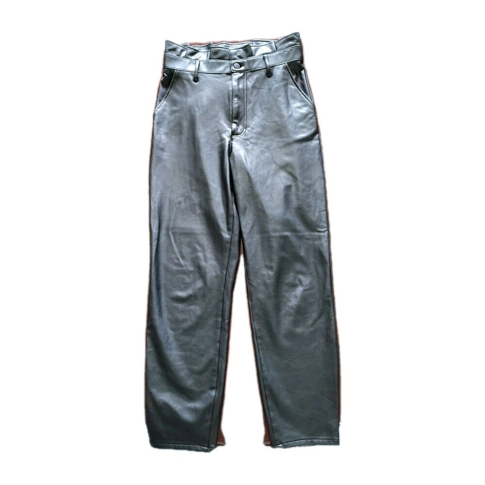 Abercrombie & Fitch 90's Straight Ultra Hi Rise Med 30" Waist Pant Vegan Leather